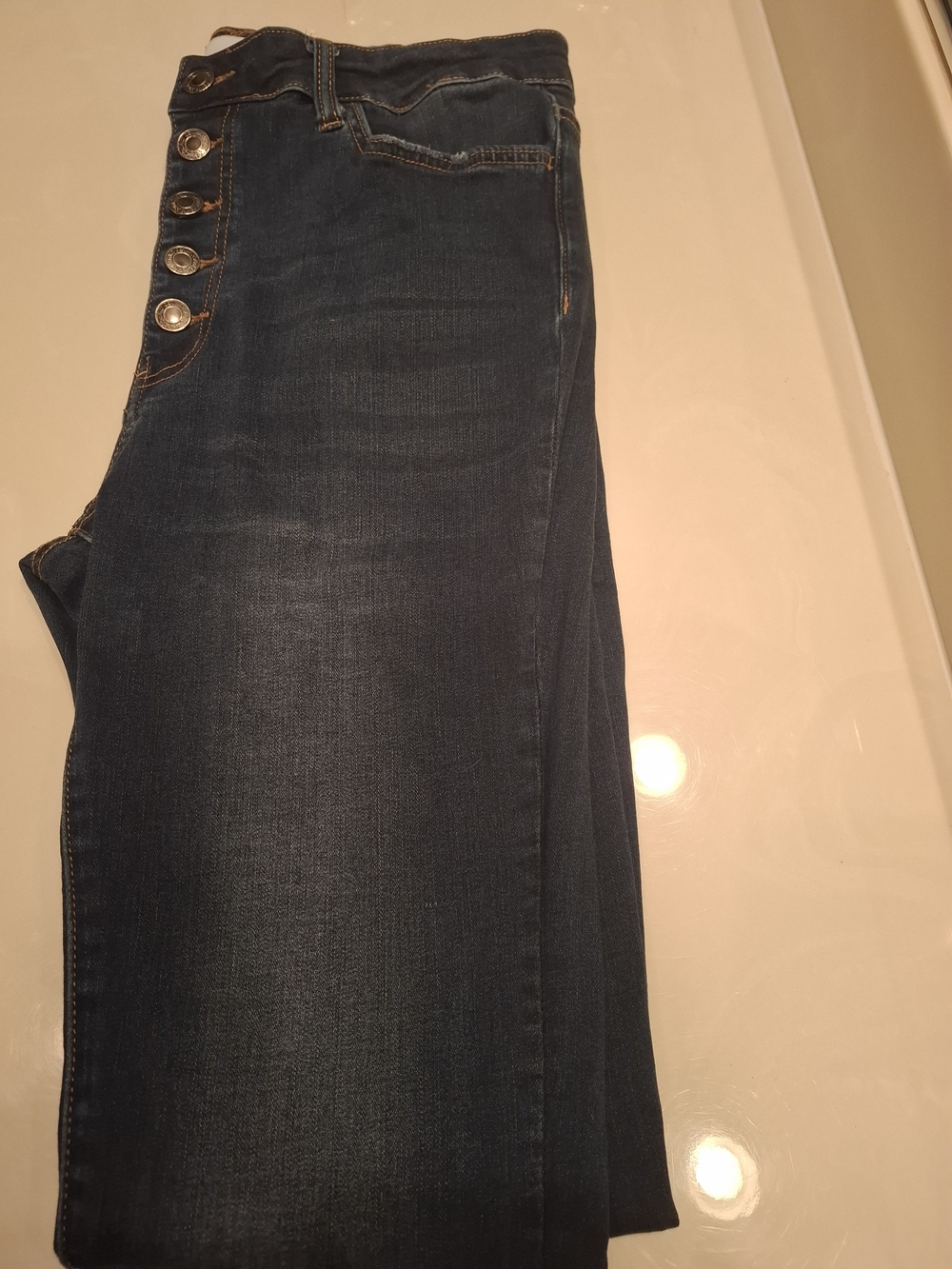Women’s High-Rise Dark Blue Button-Fly Jeans
